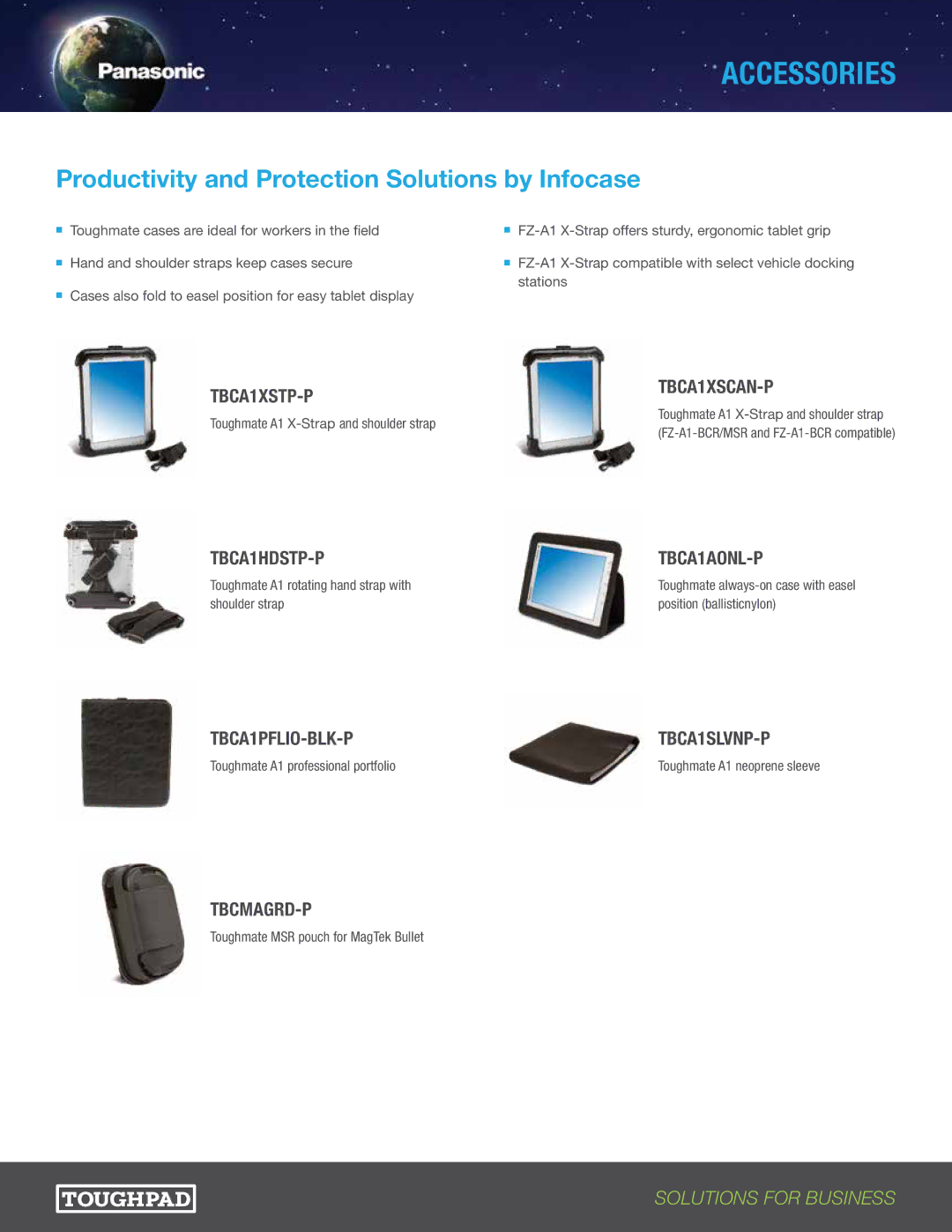 Panasonic TBCA1HDSTP-P, TBCA1HDSTPP Productivity and Protection Solutions by Infocase, Toughmate A1 professional portfolio 