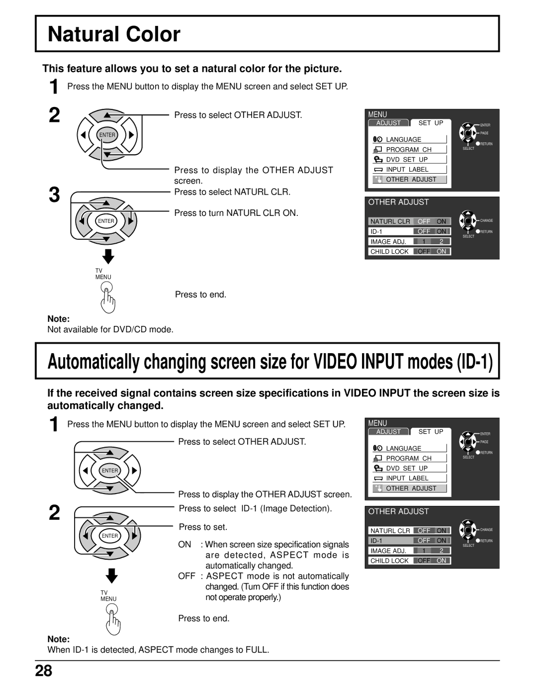 Panasonic TC 11LV1 operating instructions Natural Color 