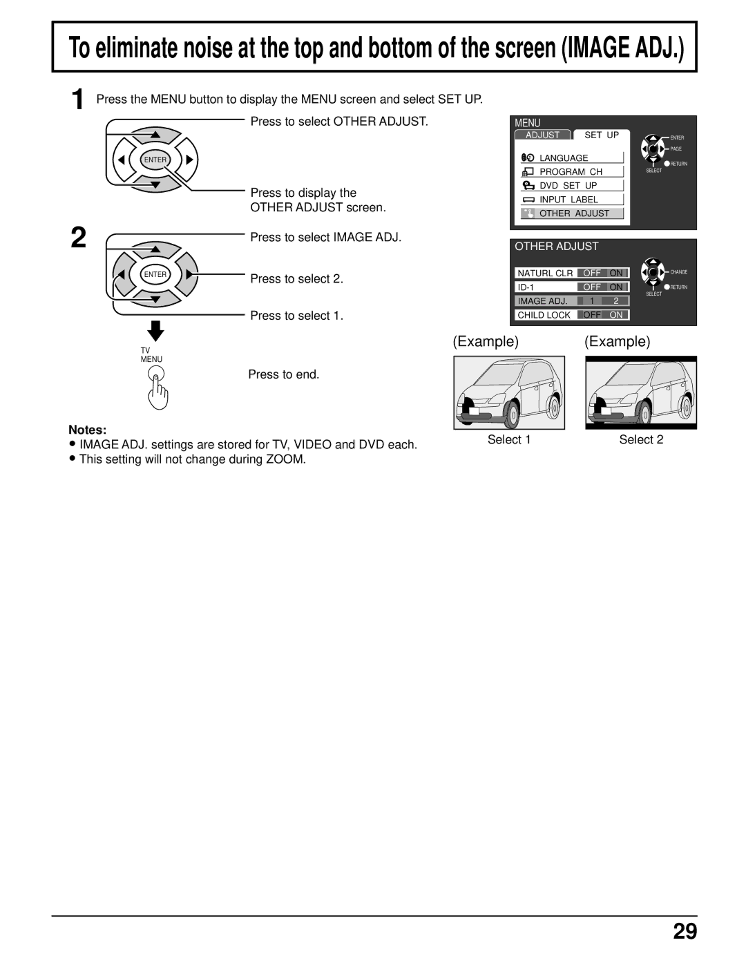 Panasonic TC 11LV1 operating instructions Example 