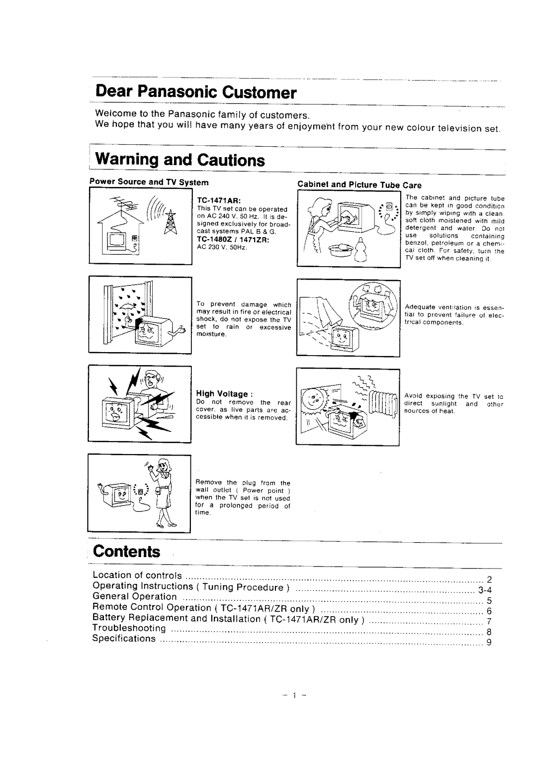 Panasonic TC-1480Z, TC-1471AR, TC-1471ZR manual 