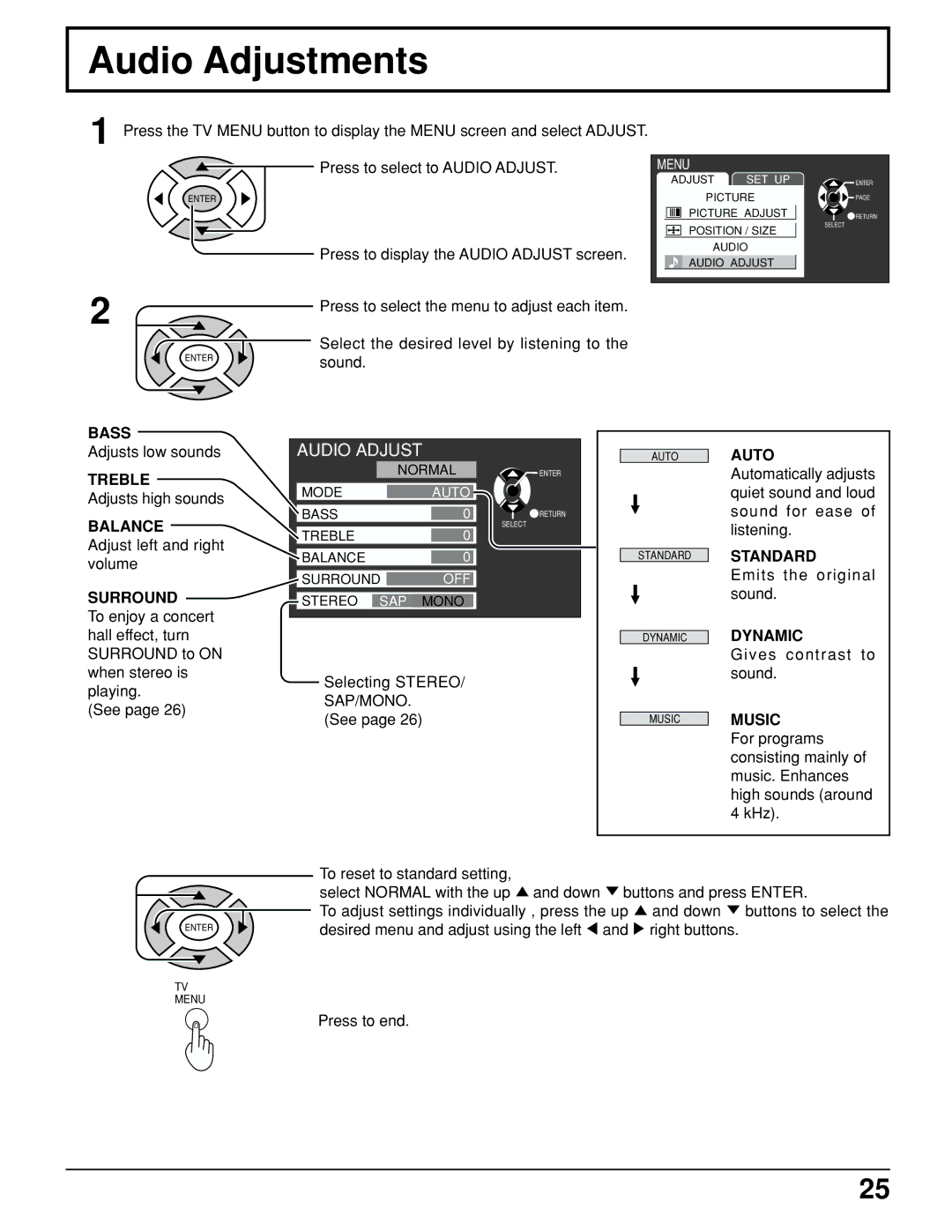 Panasonic TC 15LV1 manual Audio Adjustments 