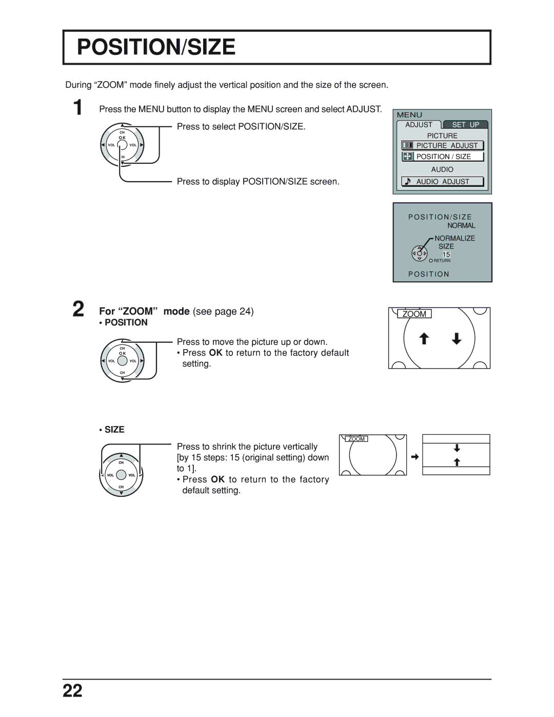 Panasonic TC-19LE50, TC 19LX50 manual Position/Size 