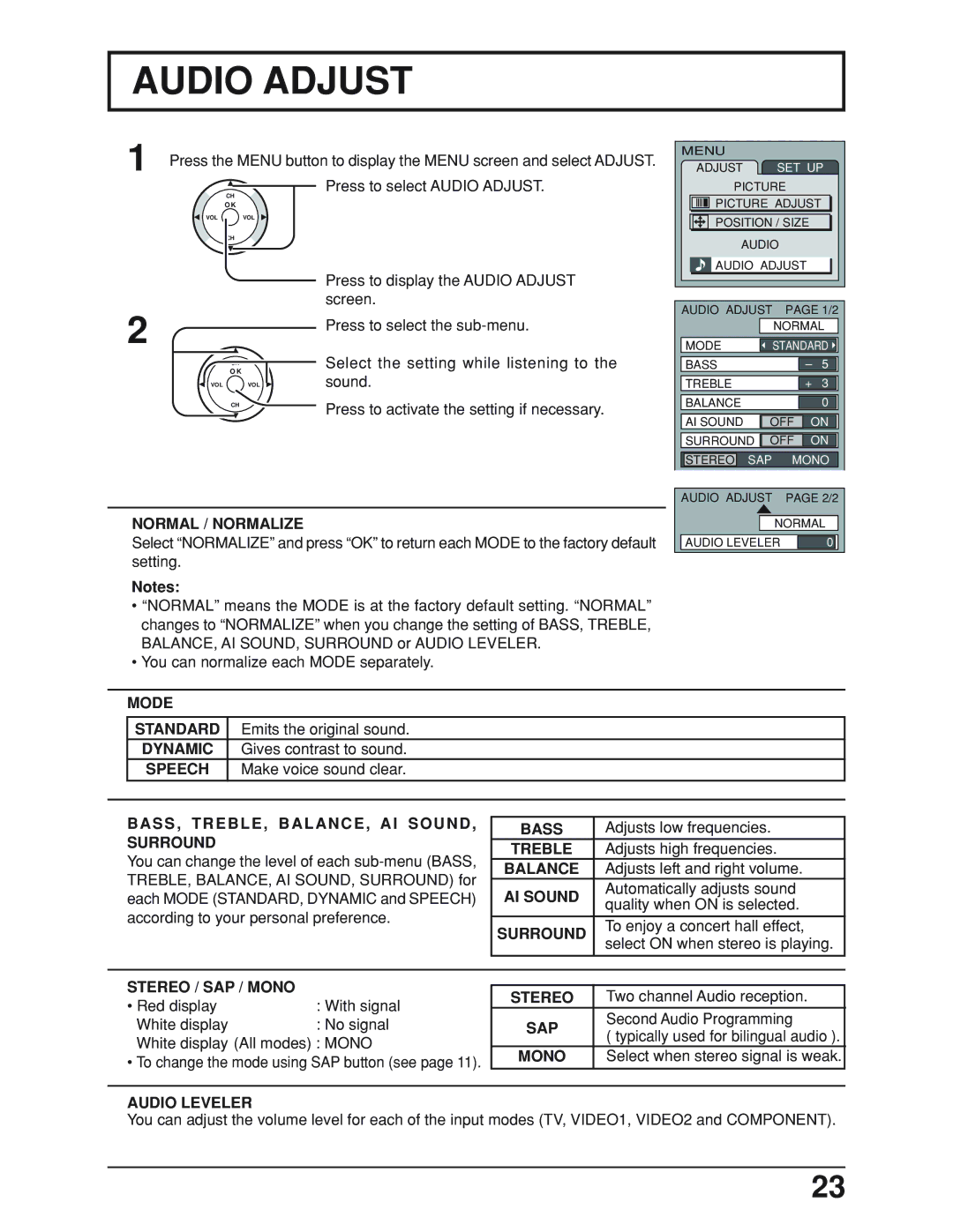 Panasonic TC 19LX50, TC-19LE50 manual Audio Adjust 