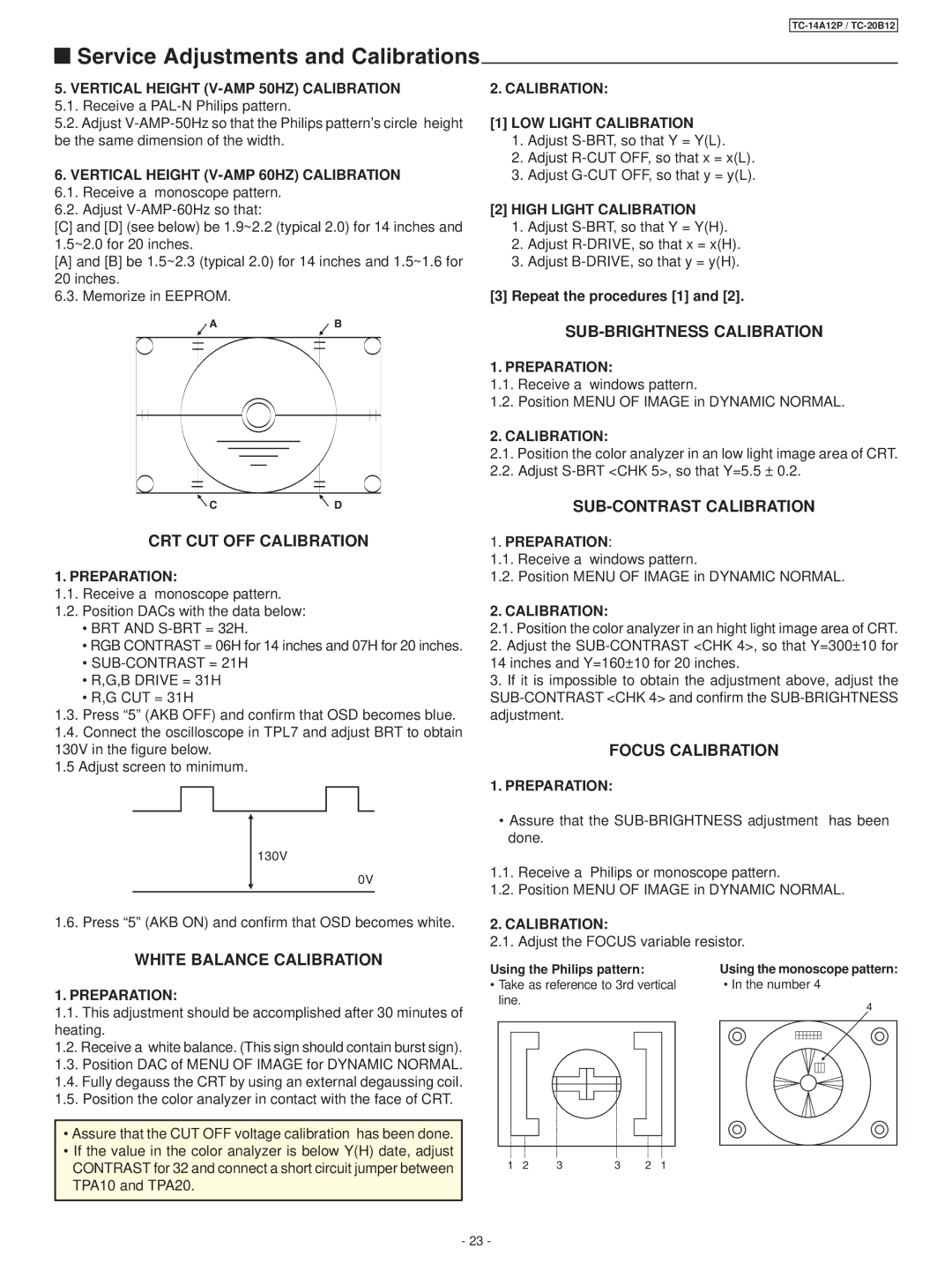 Panasonic TC-14A12P, TC-20B12 service manual CRT CUT OFF Calibration 