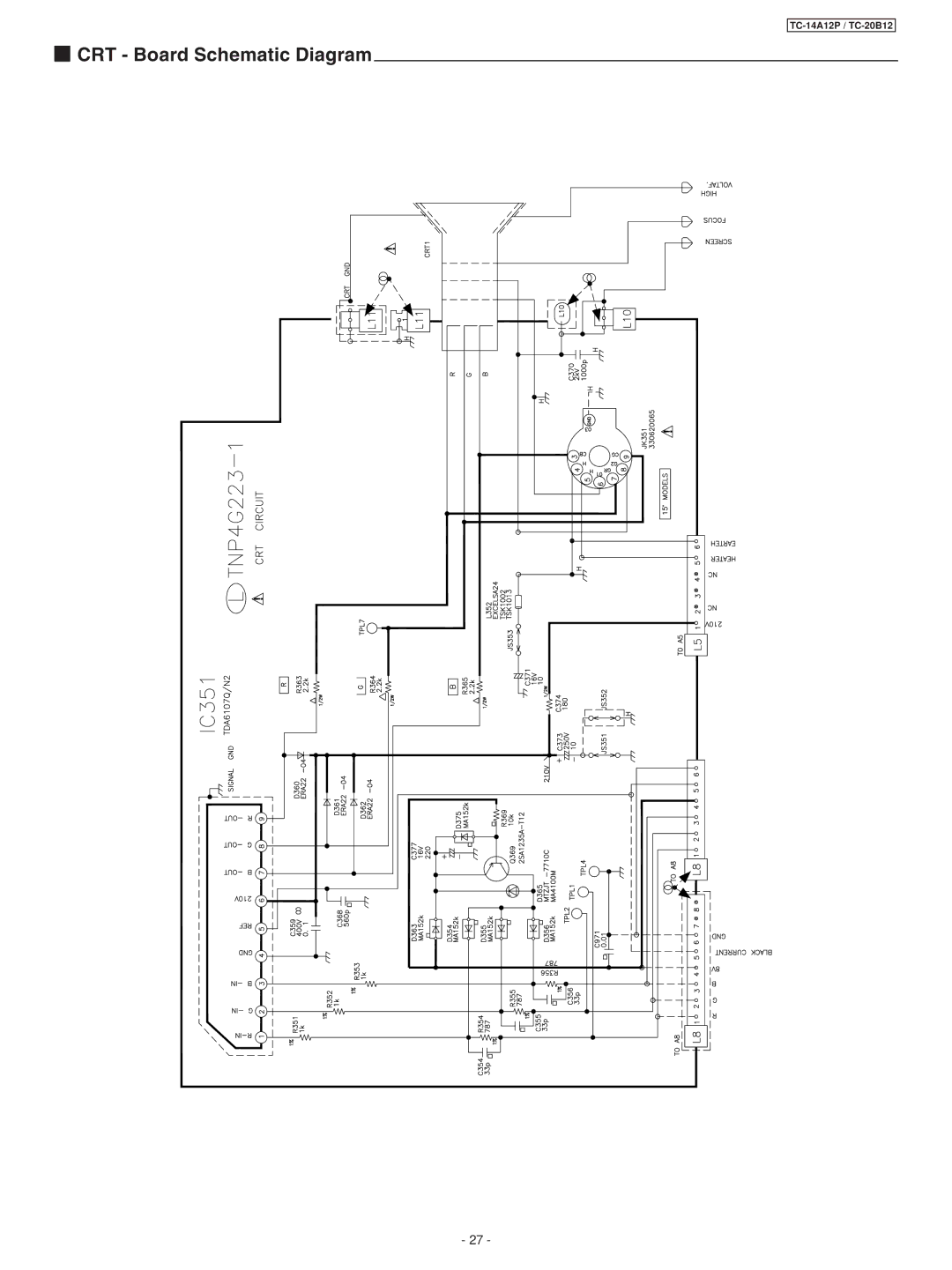 Panasonic TC-14A12P, TC-20B12 service manual CRT Board Schematic Diagram 