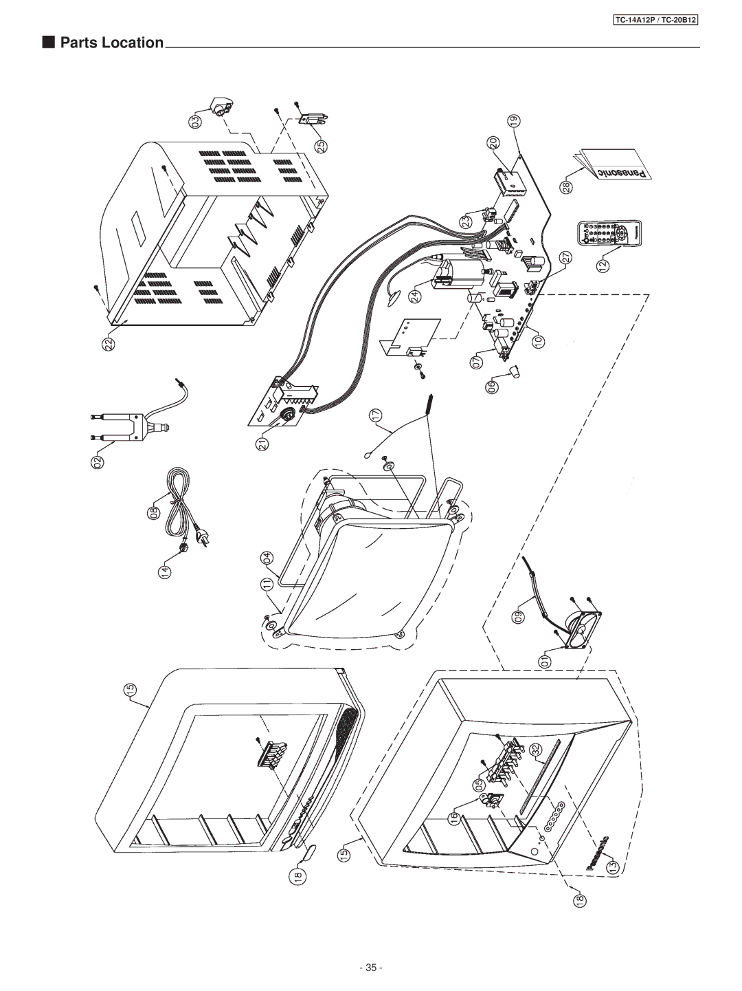 Panasonic TC-14A12P, TC-20B12 service manual Parts Location 