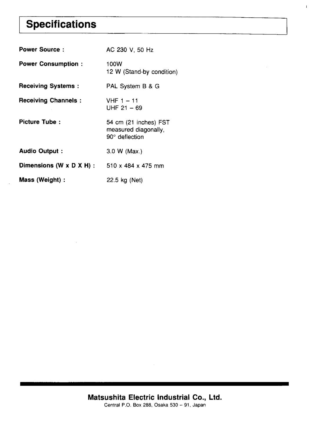 Panasonic TC-21L1Z manual 