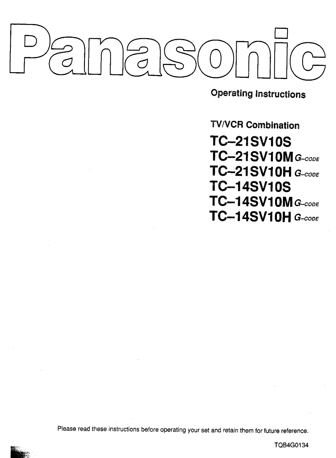 Panasonic TC-14SV10S, TC-21SV10S, TC-21SV10M, TC-14SV10M, TC-14SV10H, TC-21SV10H manual 