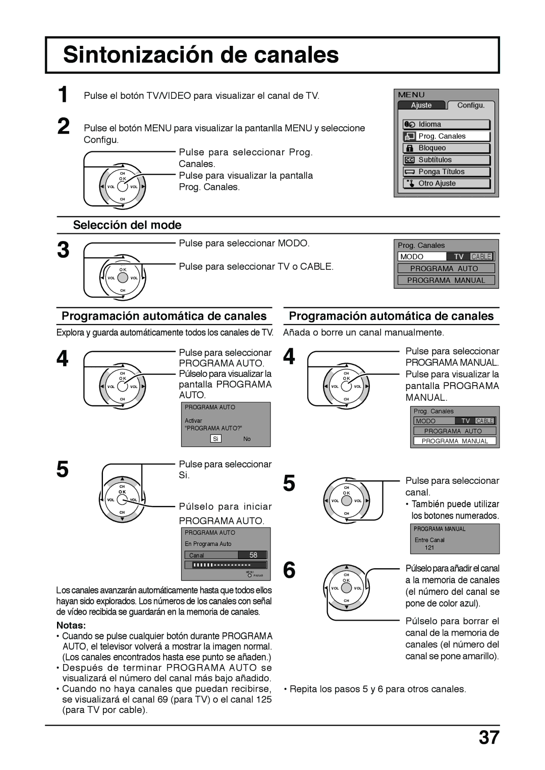 Panasonic TC 22LH30 operating instructions Pulse para seleccionar Prog, Prog. Canales 