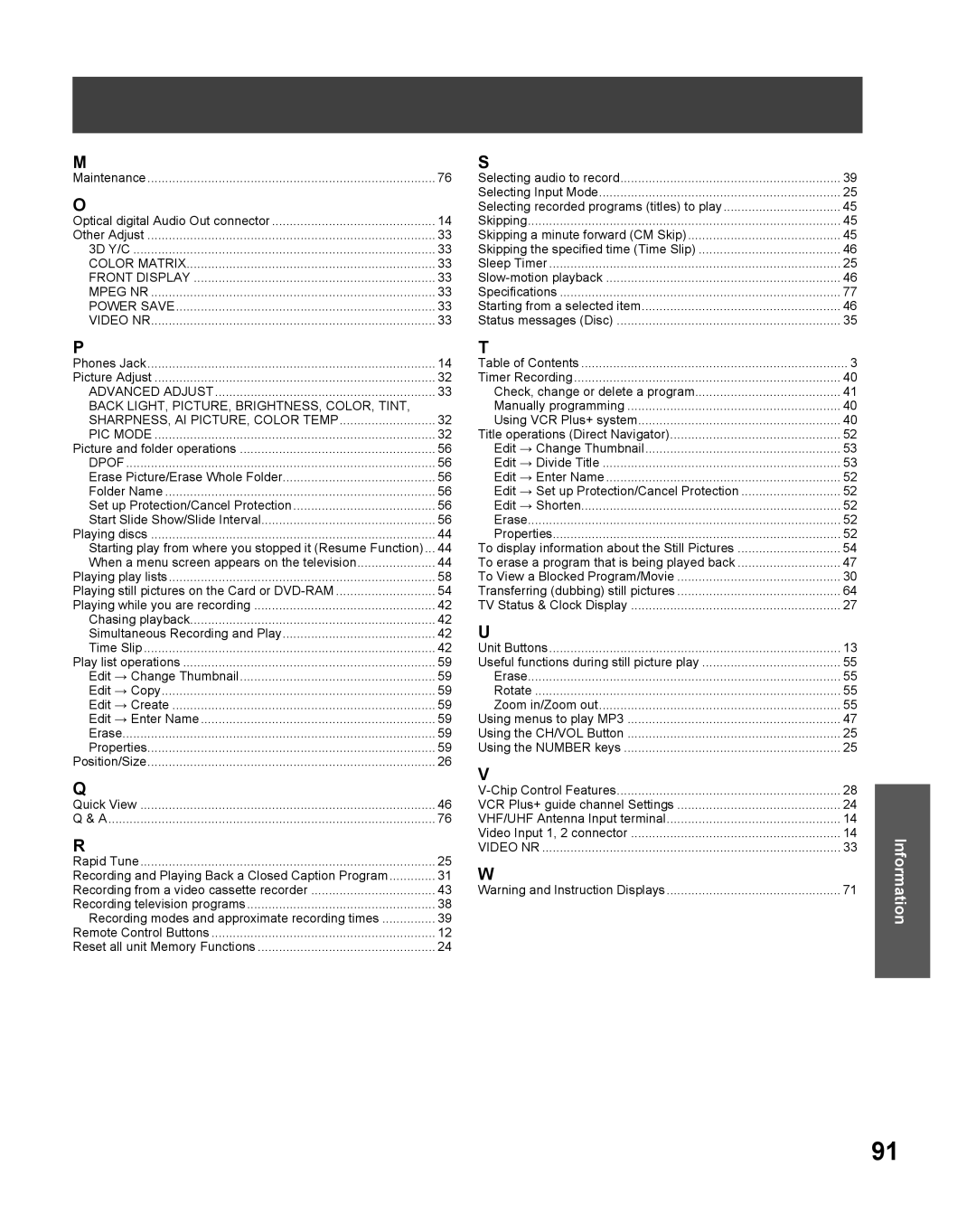 Panasonic TC 22LR30 manual Phones Jack Picture Adjust, Picture and folder operations 