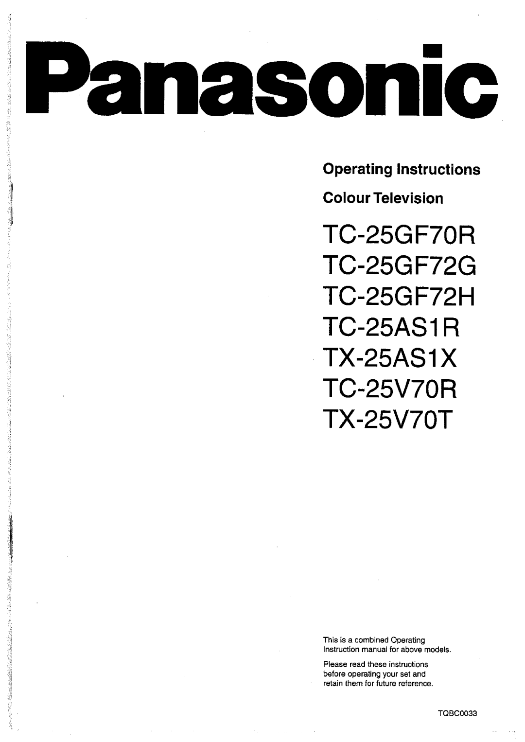 Panasonic TC-25V70T, TC-25GF70R, TC-25GF72G, TC-25V70R, TC-25GF72H, TX-25AS1X manual 