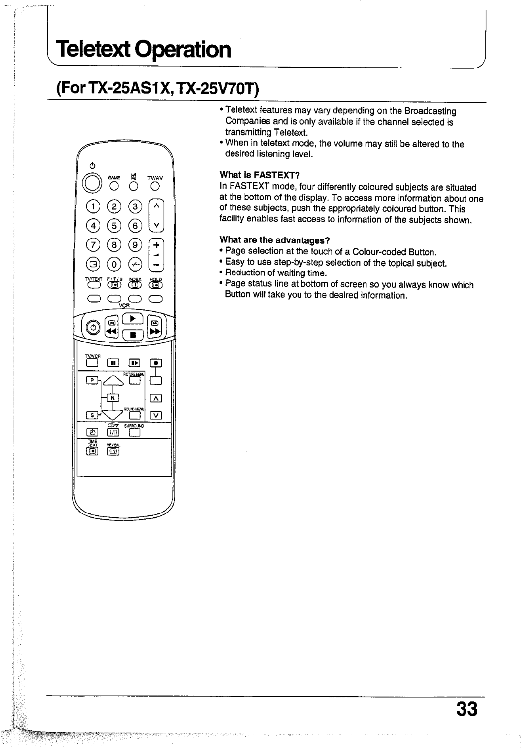 Panasonic TC-25V70R, TC-25GF70R, TC-25V70T, TC-25GF72G, TC-25GF72H, TX-25AS1X manual 