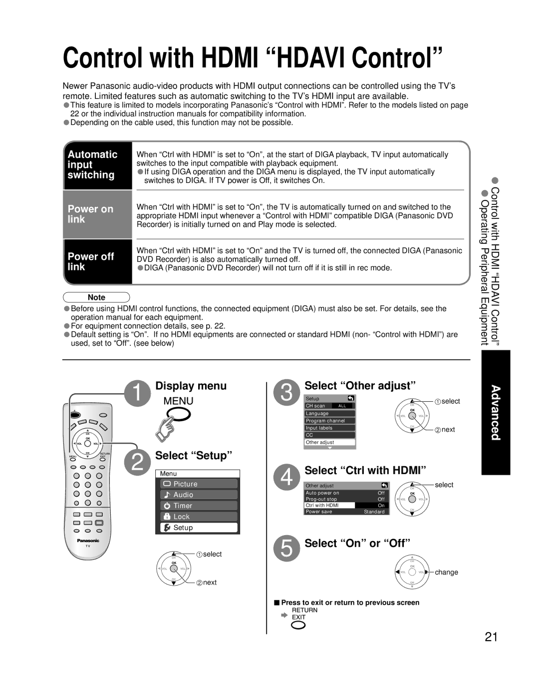 Panasonic TC 26LX600 operating instructions Automatic, Input, Switching, Power on, Link, Power off 