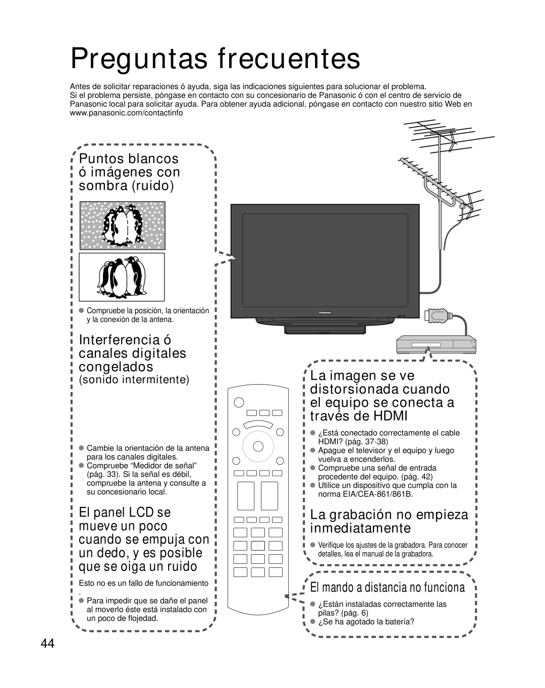 Panasonic TC-26LX85 quick start Preguntas frecuentes, Sonido intermitente 