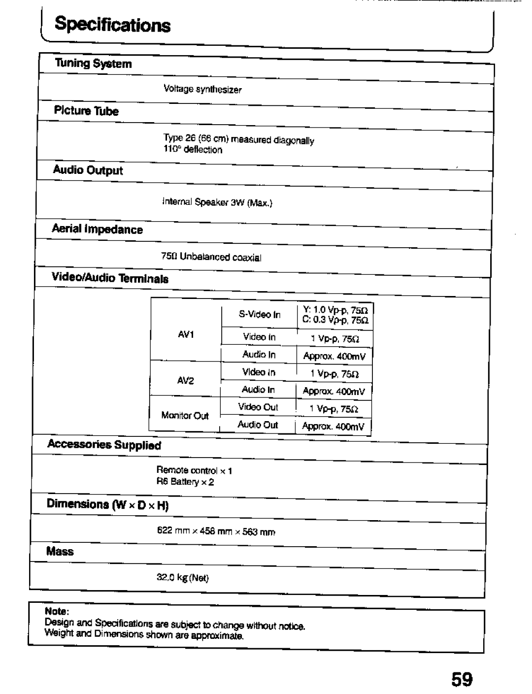 Panasonic TC-26T1Z manual 