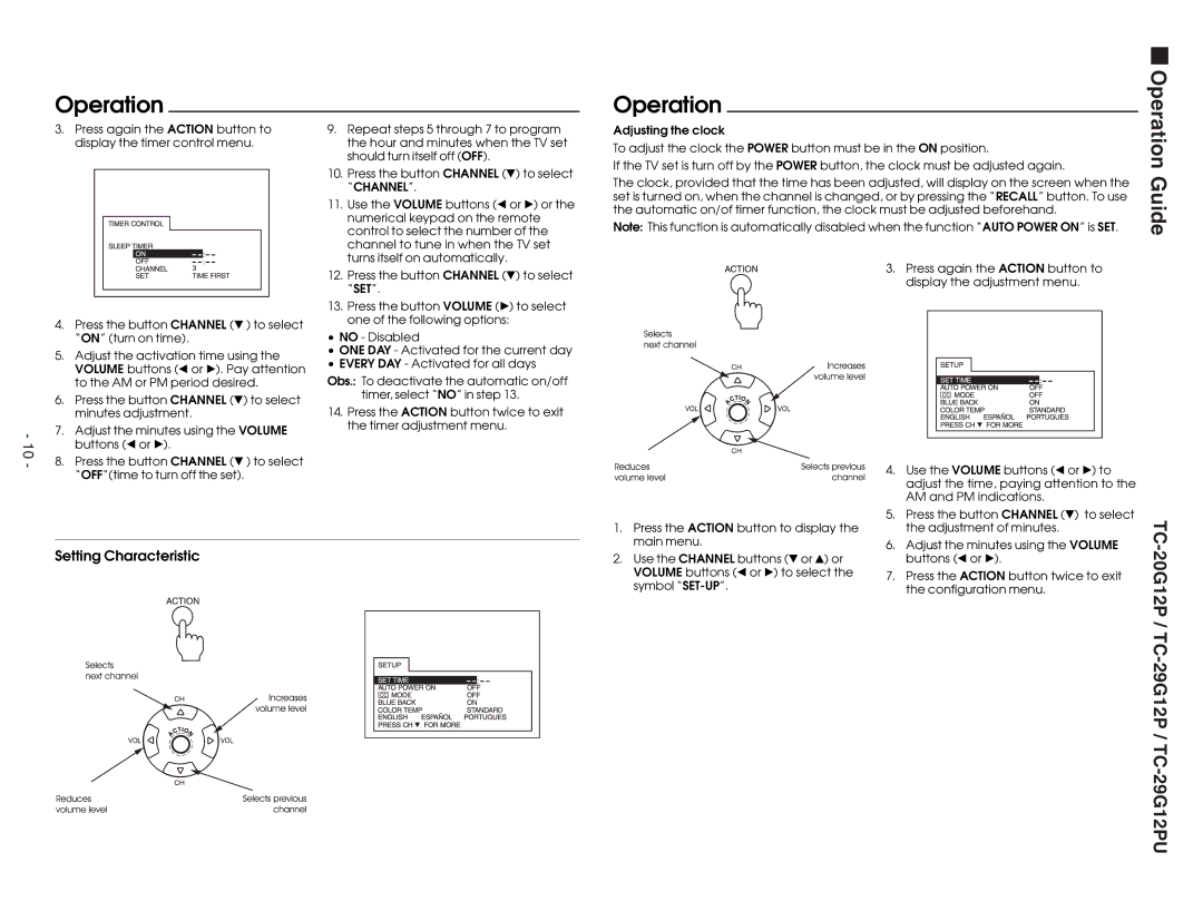 Panasonic TC-29G12P service manual Setting Characteristic 