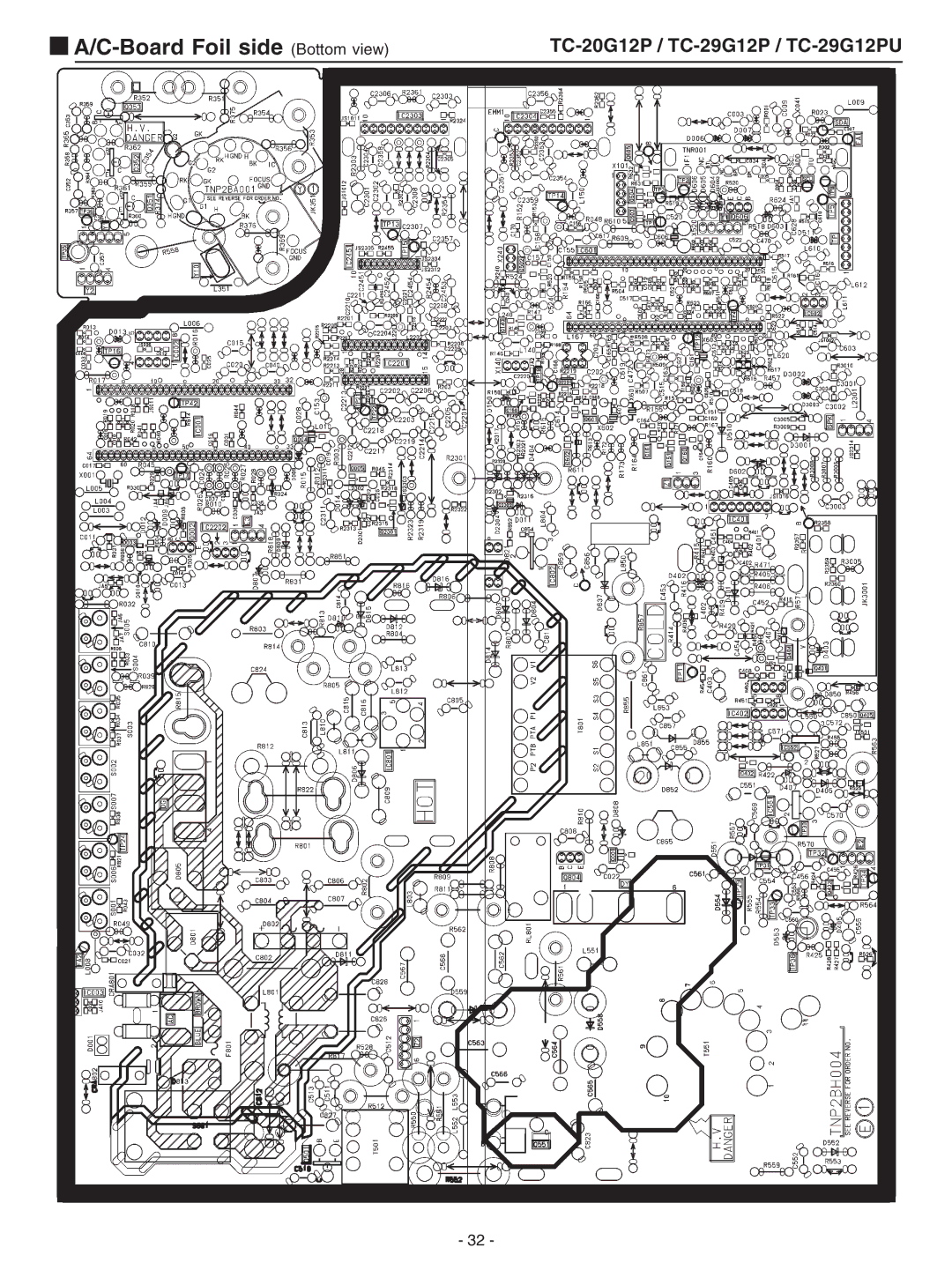 Panasonic TC-29G12P service manual Board Foil side Bottom view 