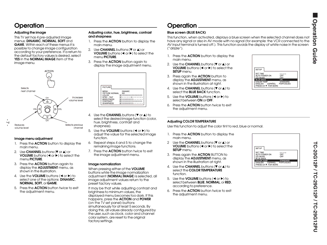 Panasonic TC-29G12P service manual Operation 