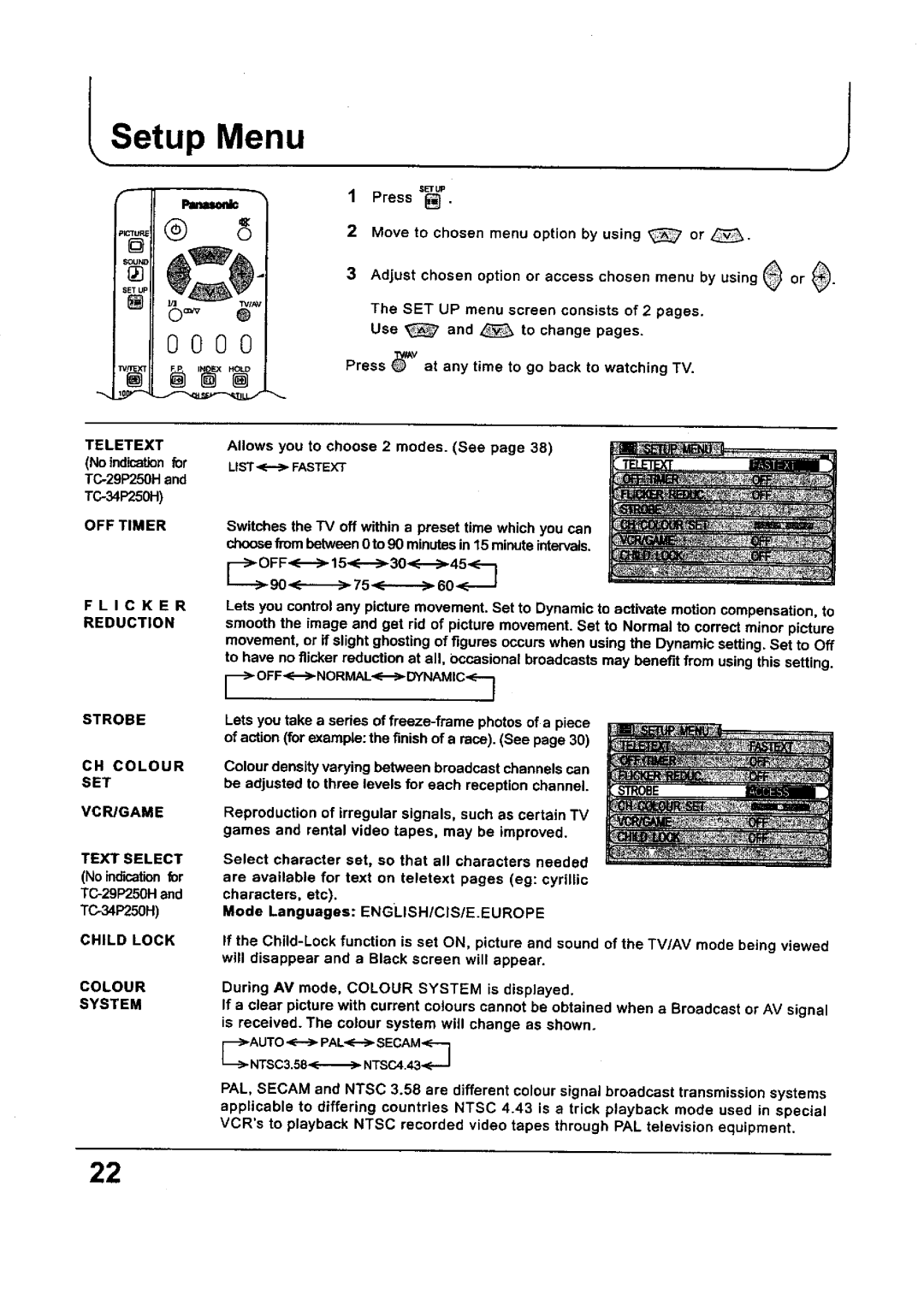 Panasonic TX-80P250X, TC-29P250X, TC-34P250X, TX-68P250X, TX-29P250X manual 