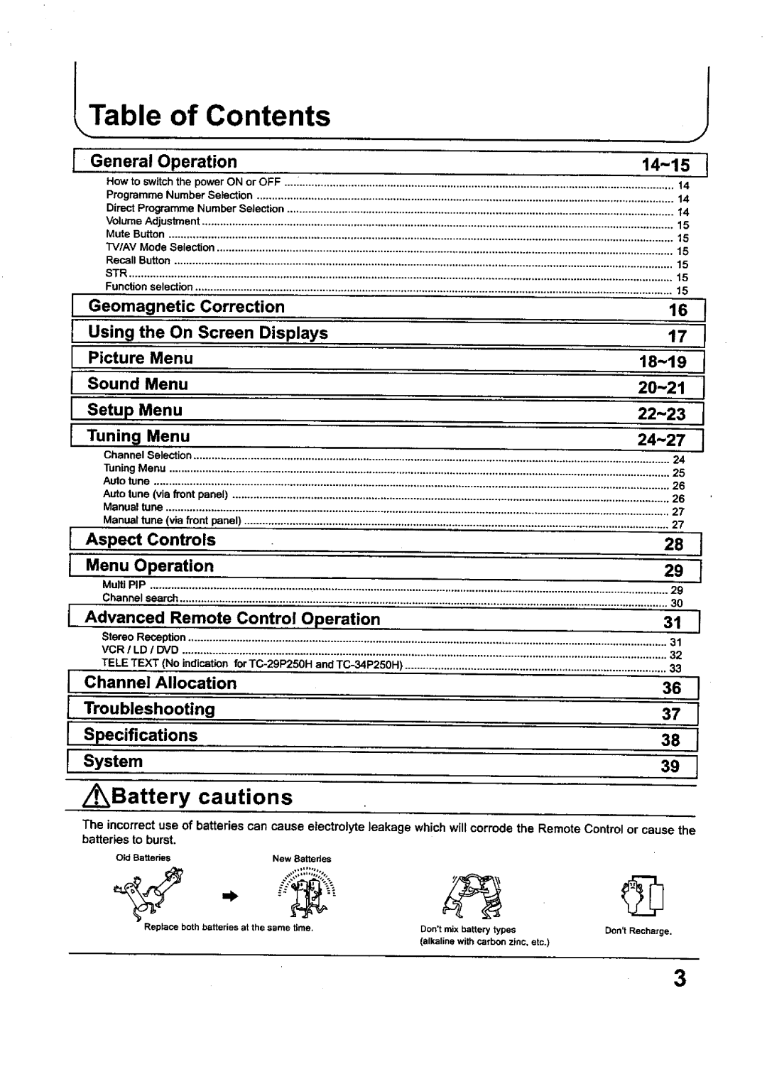 Panasonic TX-68P250X, TC-29P250X, TC-34P250X, TX-80P250X, TX-29P250X manual 