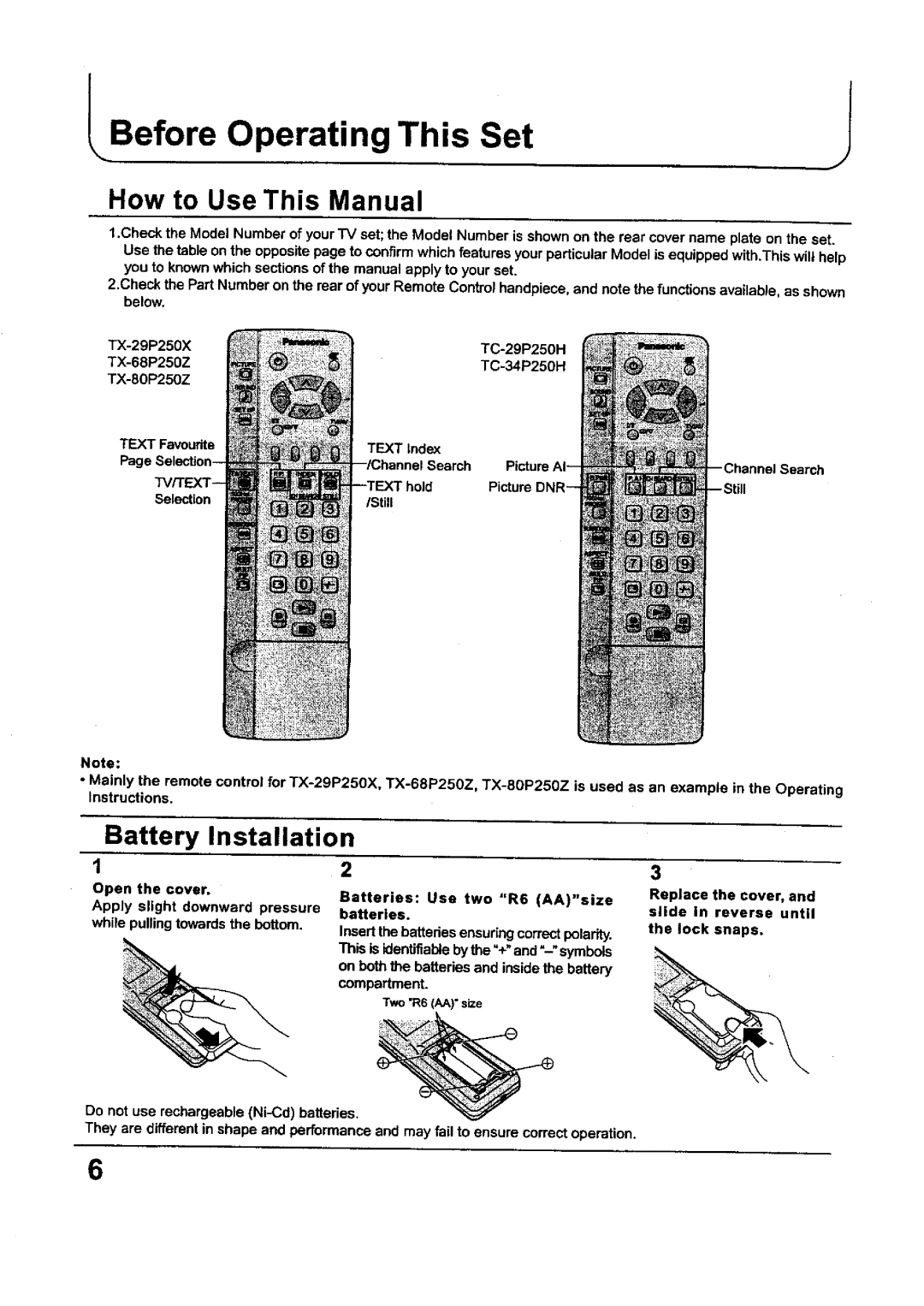 Panasonic TC-34P250X, TC-29P250X, TX-80P250X, TX-68P250X, TX-29P250X manual 