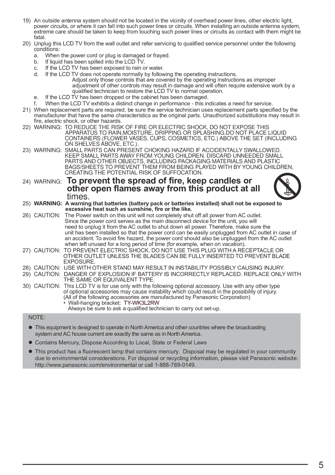 Panasonic TC-32 LC54, TC-L32C5X, TC-L42U5X owner manual 