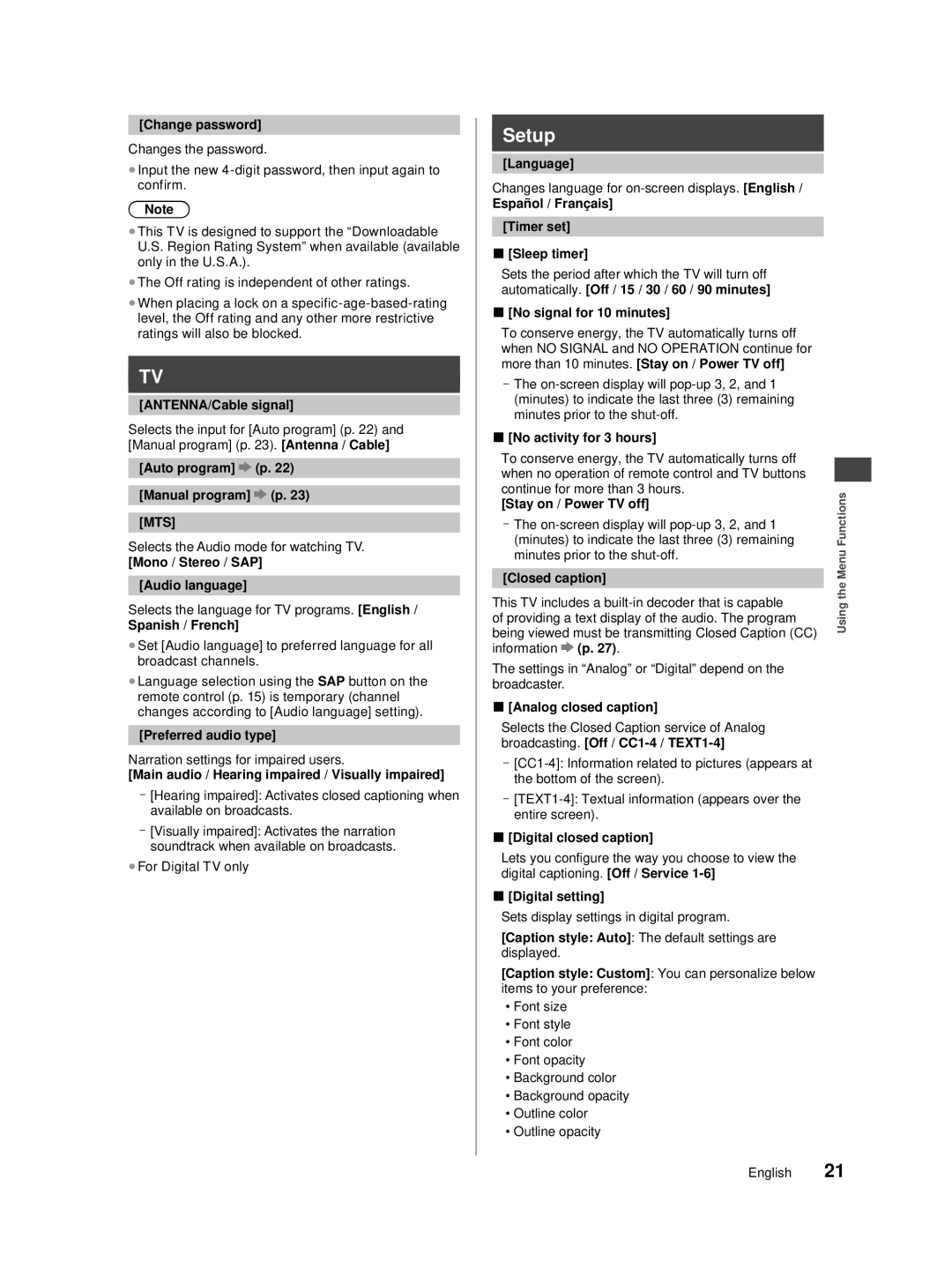 Panasonic TC-32A400U, TC-40A420U, TC-39A400U owner manual Mts 