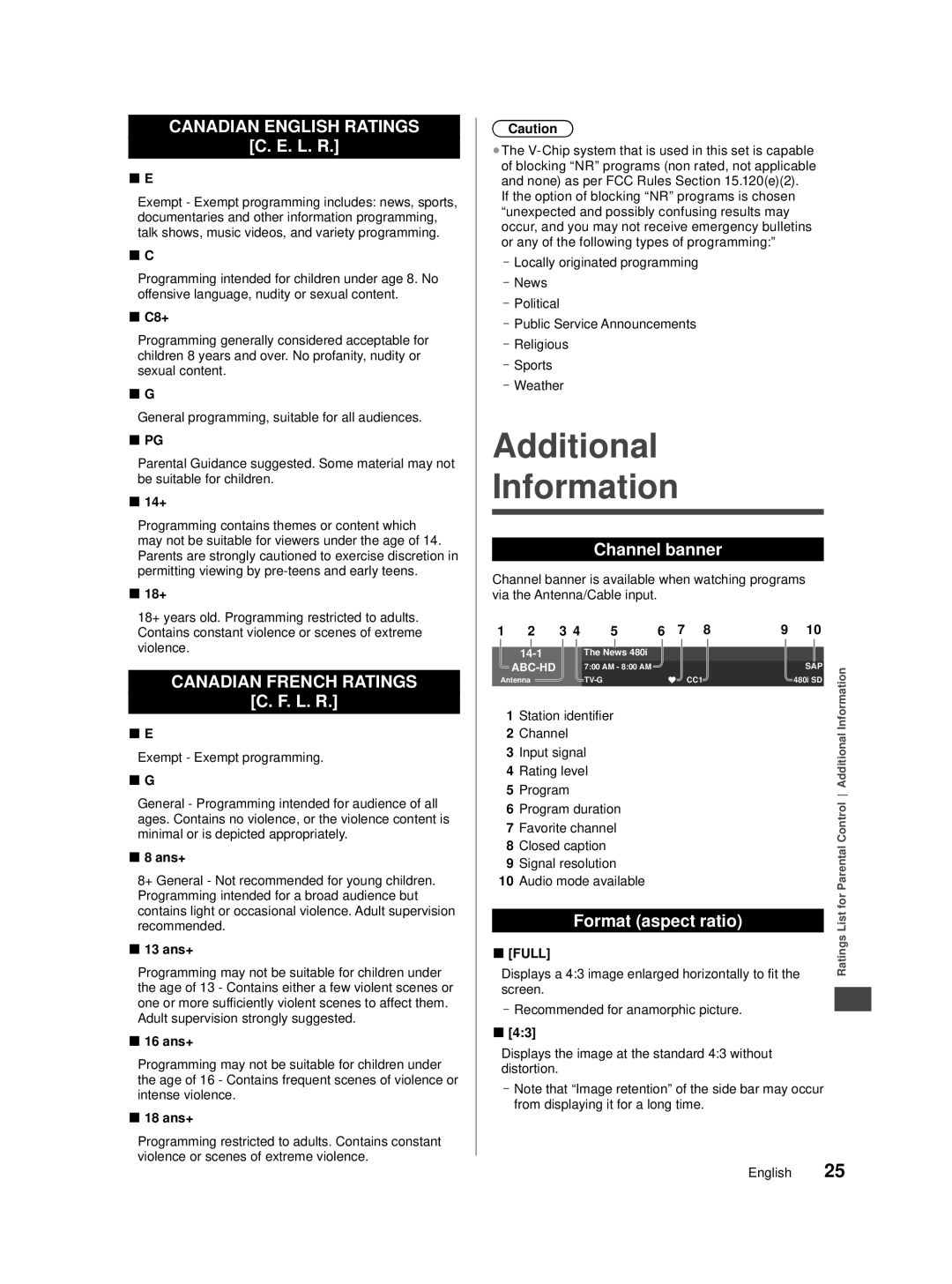 Panasonic TC-40A420U, TC-32A400U, TC-39A400U owner manual Additional Information, L. R, Channel banner, Format aspect ratio 