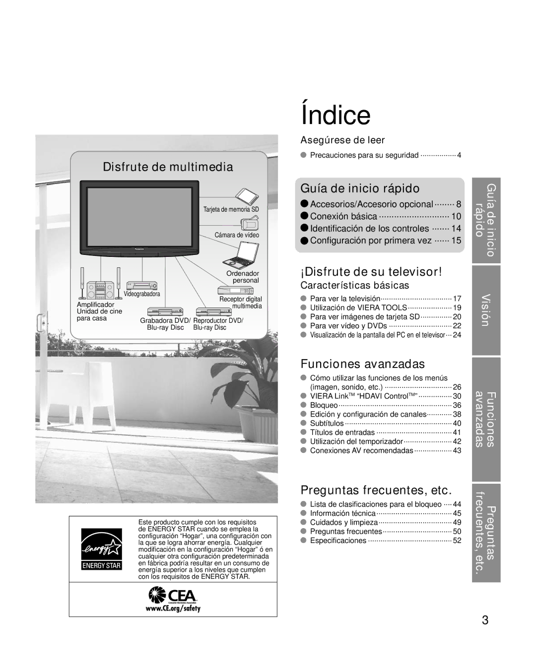 Panasonic TC-32LX14 quick start Precauciones para su seguridad ·················, Cómo utilizar las funciones de los menús 