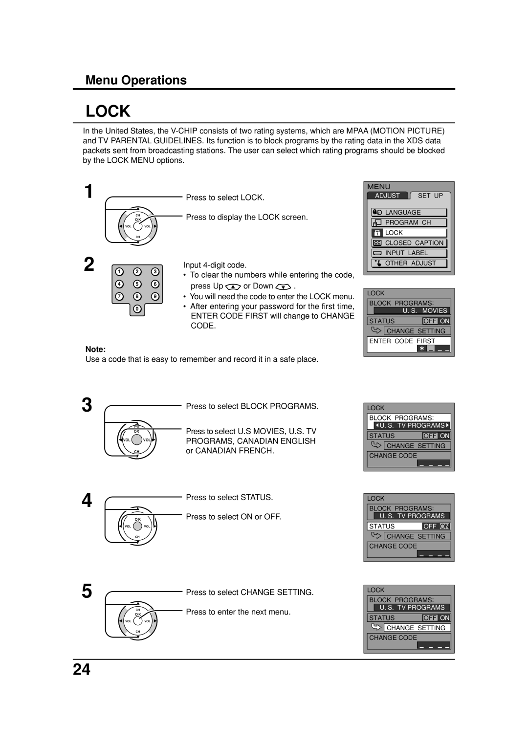 Panasonic TC 32LX20, TC 26LX20 manual Lock 