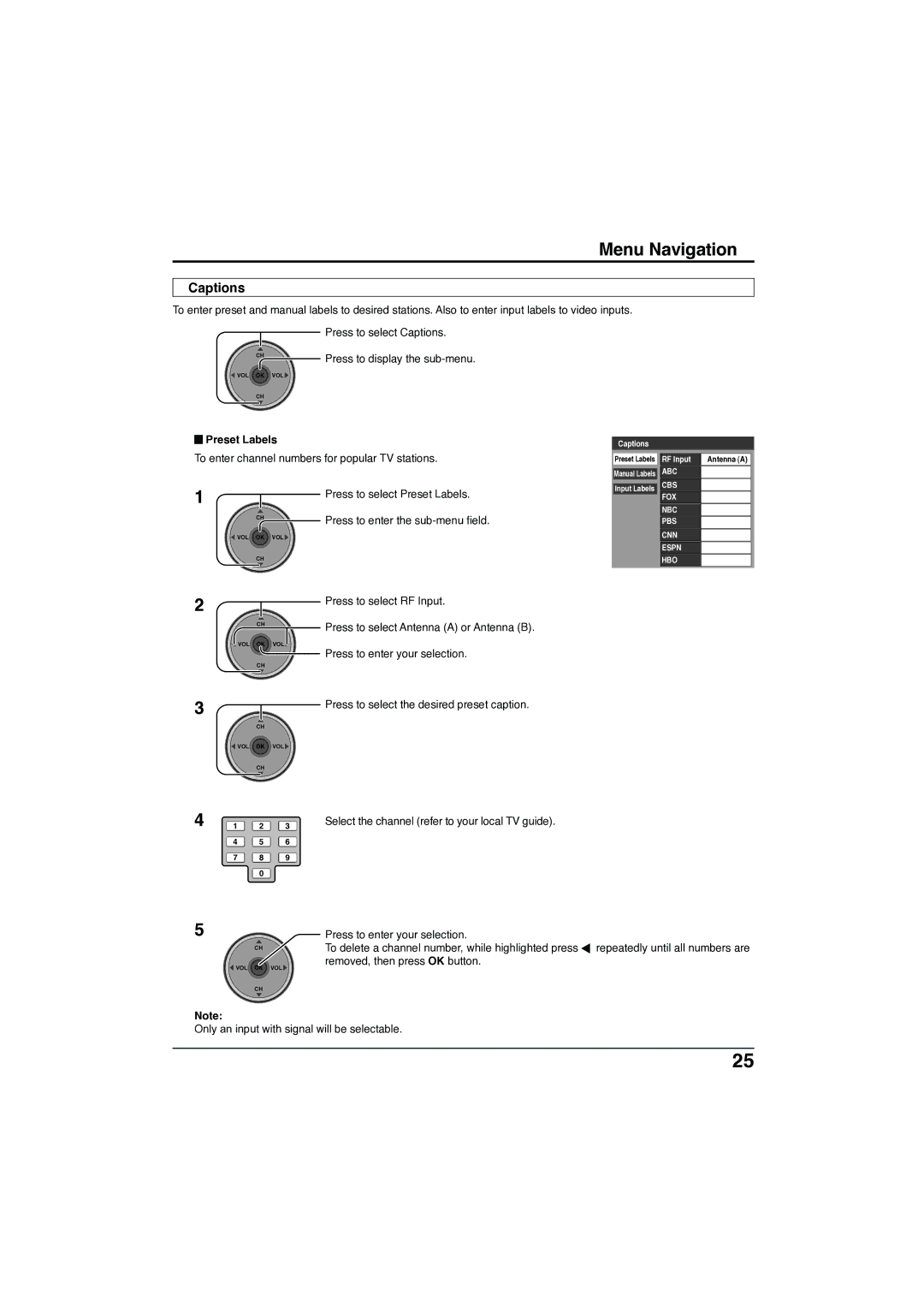 Panasonic TC-32LX300 manual Captions, Preset Labels 