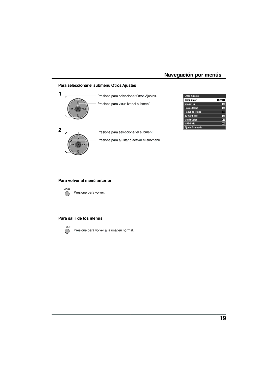 Panasonic TC-32LX300 manual Para seleccionar el submenú Otros Ajustes, Presione para seleccionar Otros Ajustes 