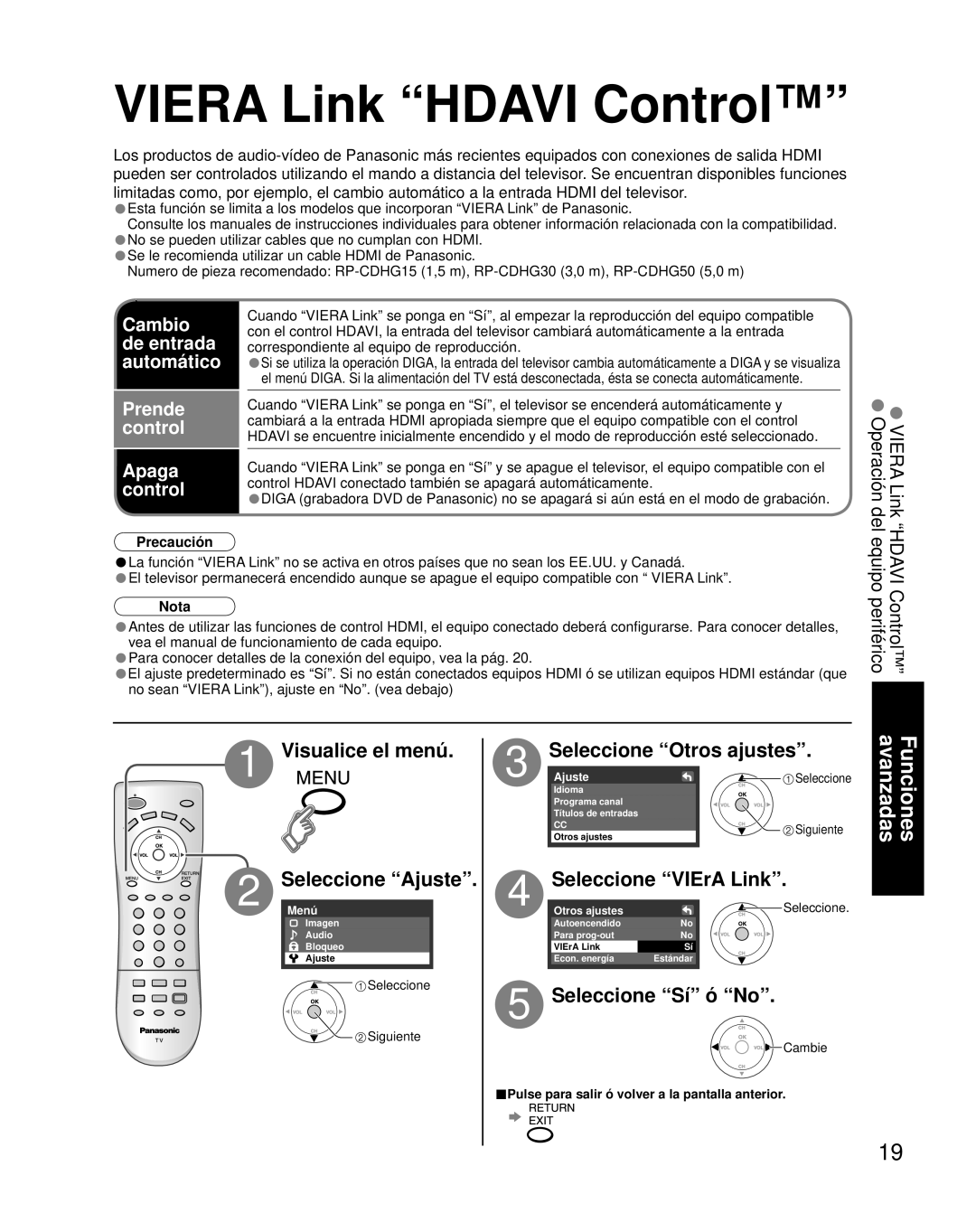 Panasonic TC-26LX70L, TC-32LX70L manual Cambio, De entrada, Automático, Prende, Control, Apaga 