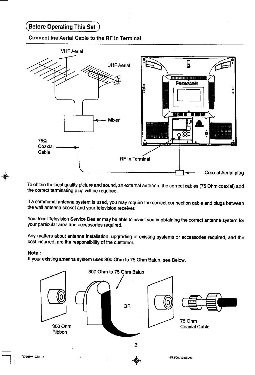 Panasonic TC-36PM10Z manual 