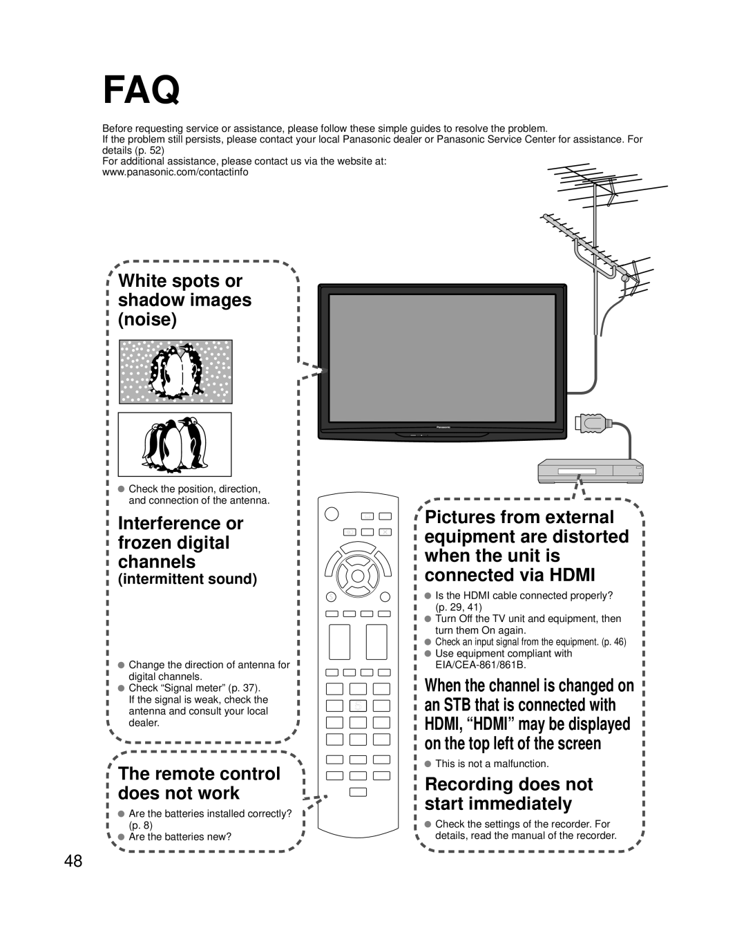 Panasonic TC-42PC2 quick start Faq, Intermittent sound 