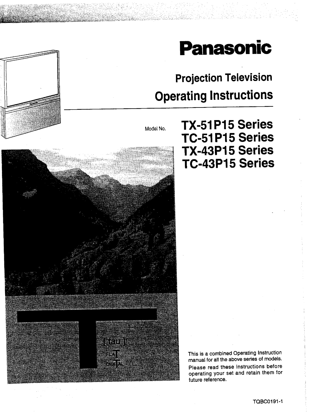 Panasonic TX-43P15, TC-43P15, TC-51P15, TX-51P15 manual 