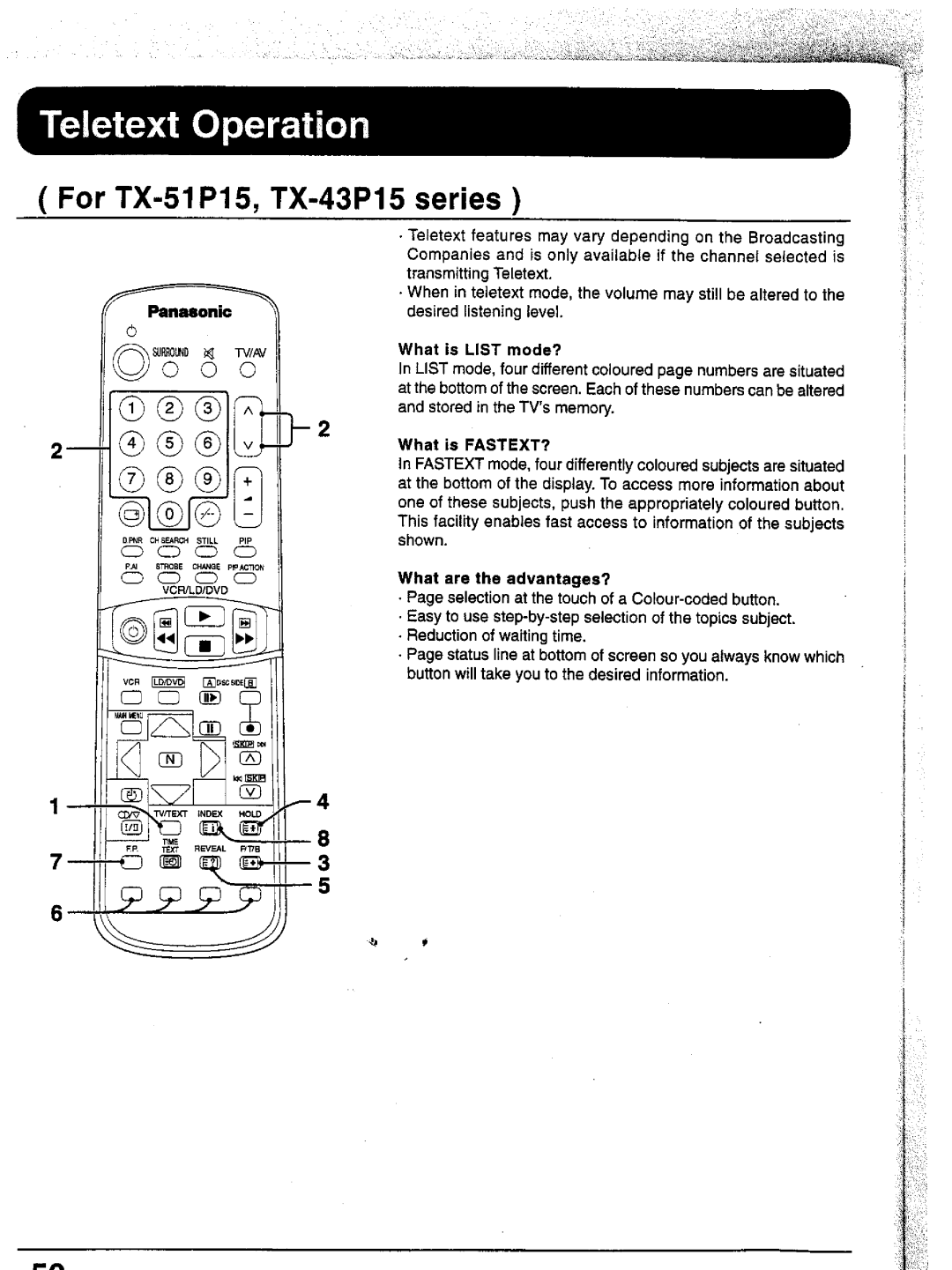 Panasonic TC-51P15, TC-43P15, TX-43P15, TX-51P15 manual 