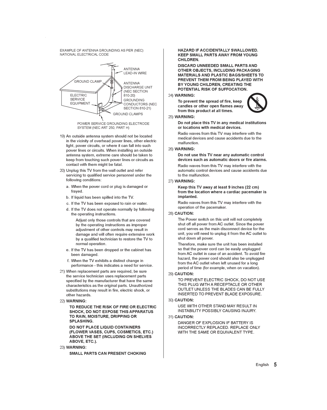 Panasonic TC-60AS530U, TC-55AS530U owner manual Service Grounding Equipment 