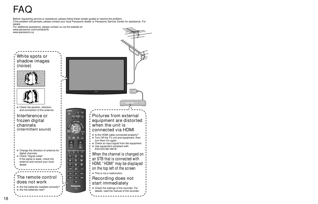 Panasonic TC-58PS24, TC-65PS24 warranty Faq, Intermittent sound 