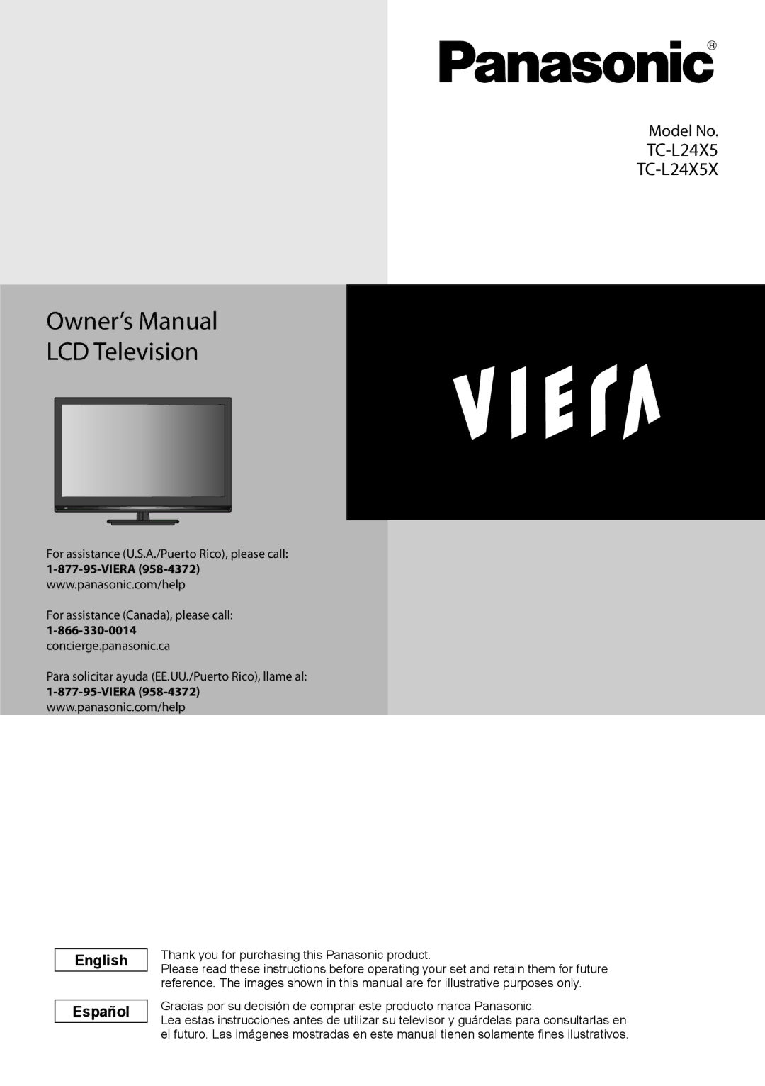 Panasonic TC-L24X5 owner manual English Español, Thank you for purchasing this Panasonic product 