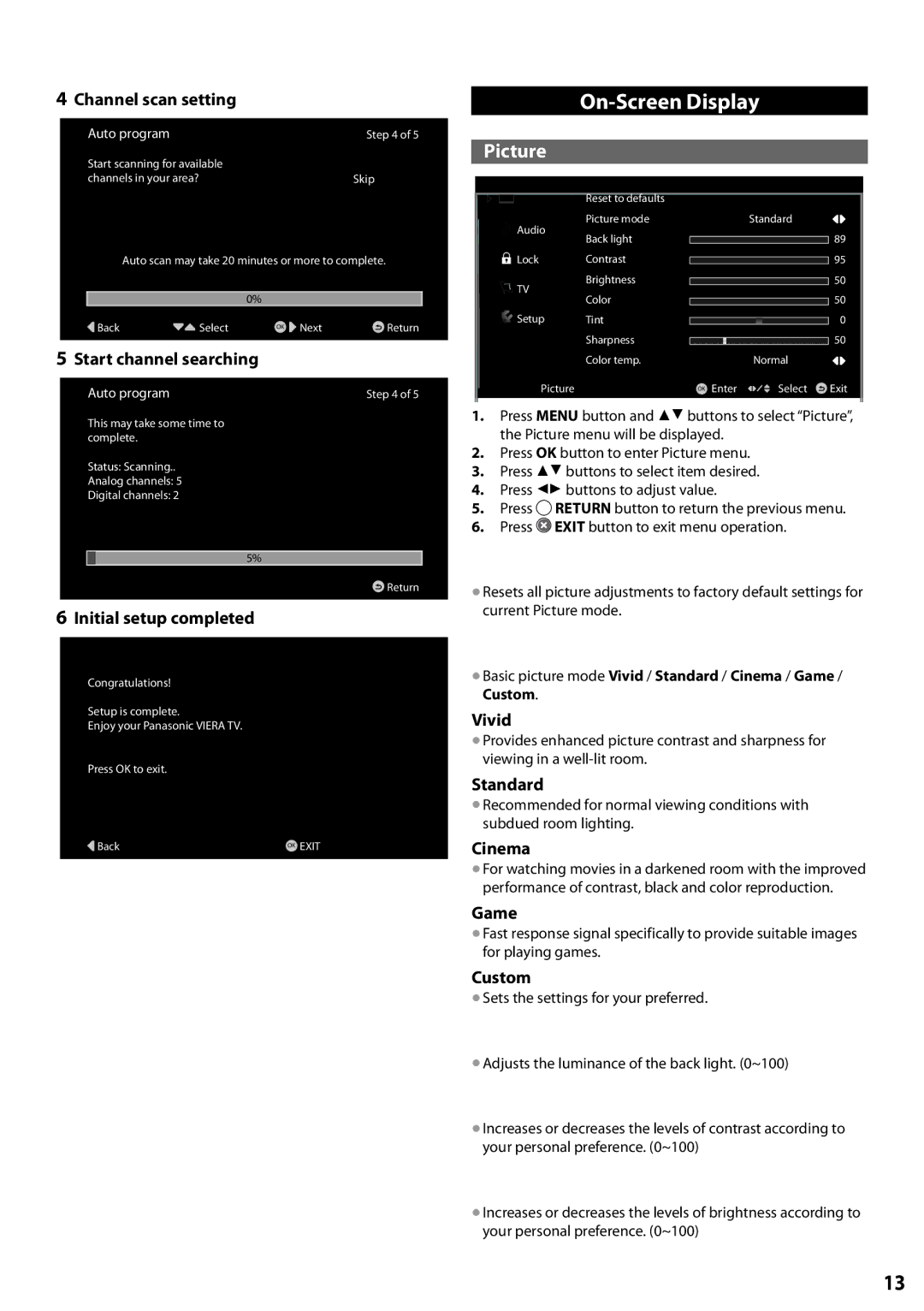 Panasonic TC-L24X5 owner manual On-Screen Display 