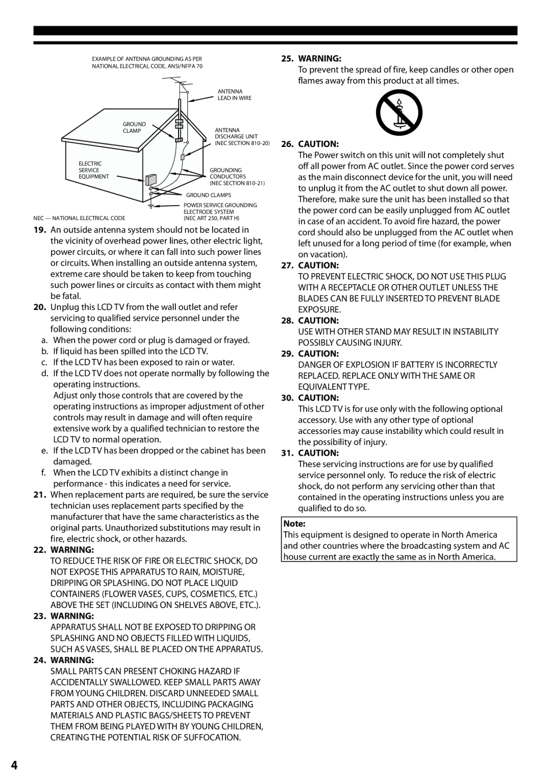 Panasonic TC-L24X5 owner manual Exposure, Possibly Causing Injury, Equivalent Type 