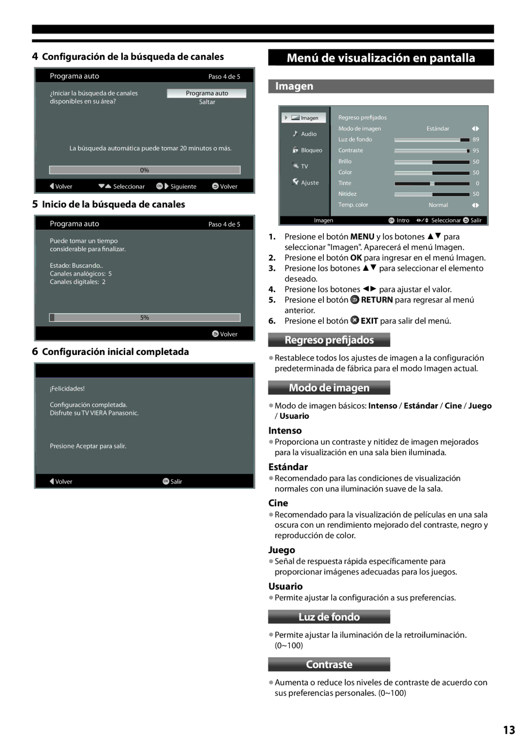 Panasonic TC-L24X5 manual Menú de visualización en pantalla 