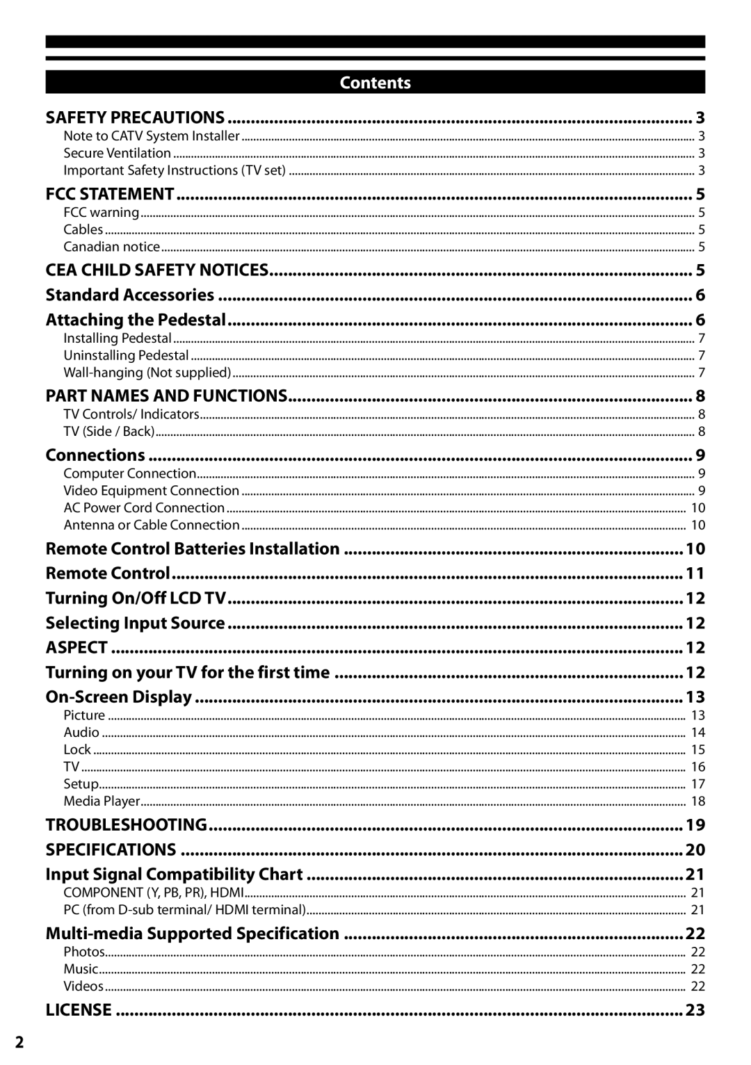 Panasonic TC-L24X5 owner manual Contents 