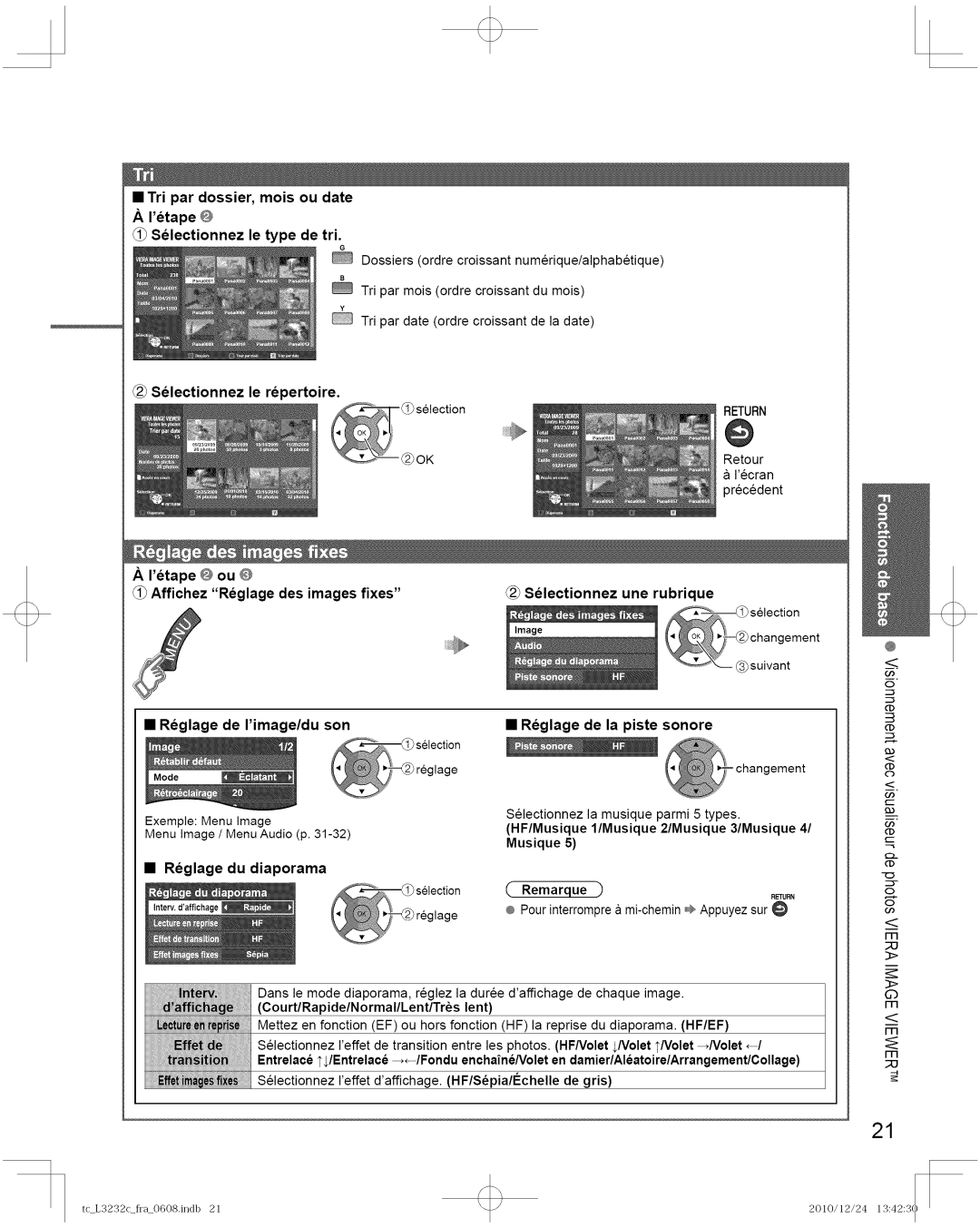 Panasonic TC-L3232C manual 2Selectionnez le repertoire, De Iimage/du son, Reglage De la piste Sonore, Musique 