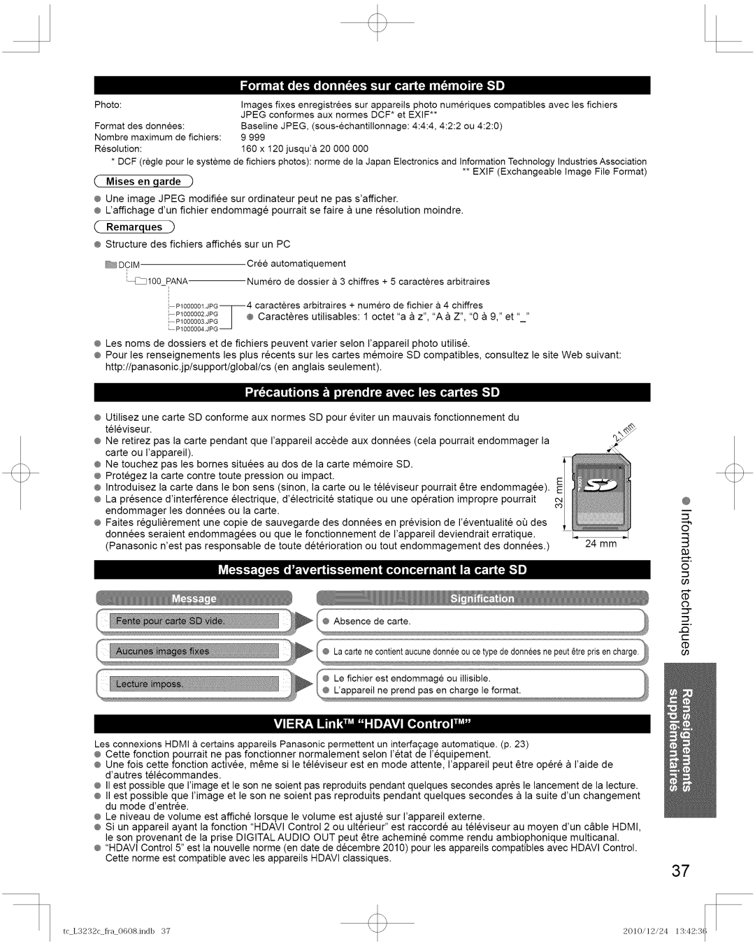 Panasonic TC-L3232C manual Caracteres Arbitraires + numero de fichier Chiffres, Octet P1000003JPG Caracteres Utlhsables 