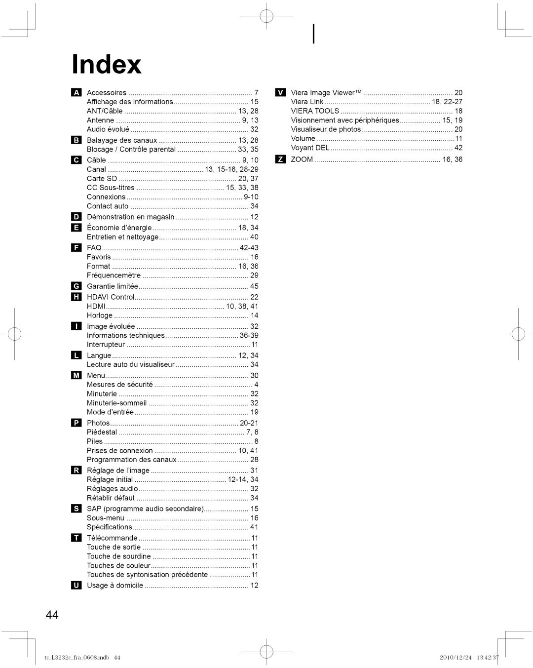 Panasonic TC-L3232C manual Viera Tools 