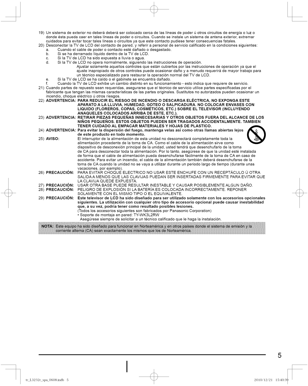 Panasonic TC-L3232C manual SilaTVdeLCDsehacaidoelgabineteseencuentrada5ado, Peligro DE Explosion 