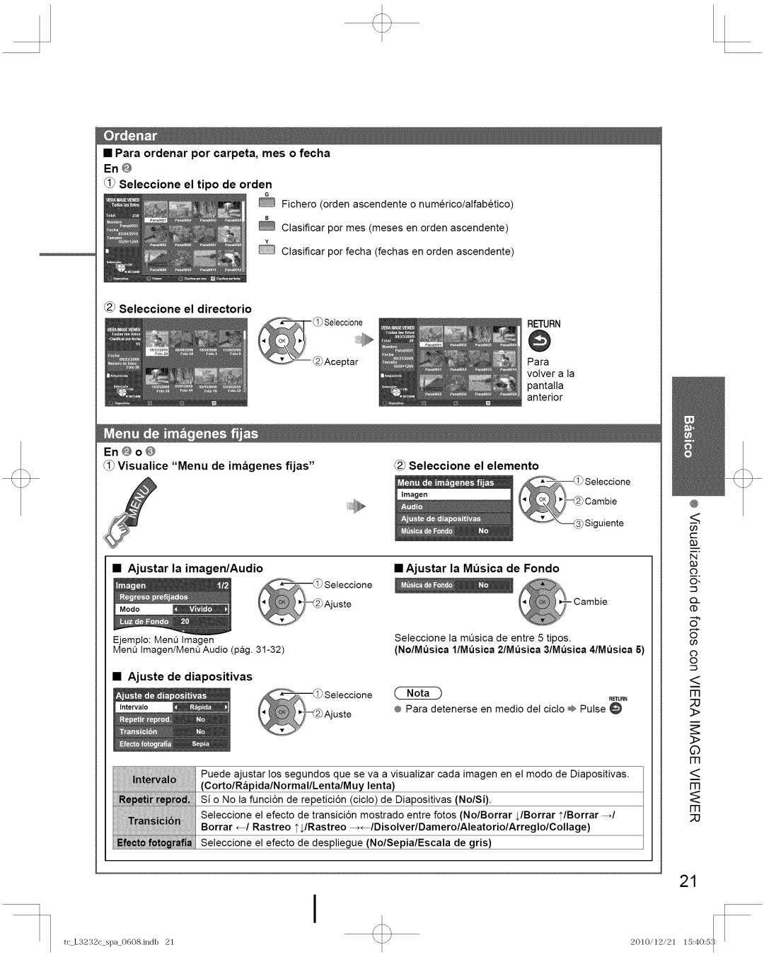 Panasonic TC-L3232C manual En@o@ IVisualice Menu de imagenes fijas, Seleccione el directorio, Seleccione el elemento 