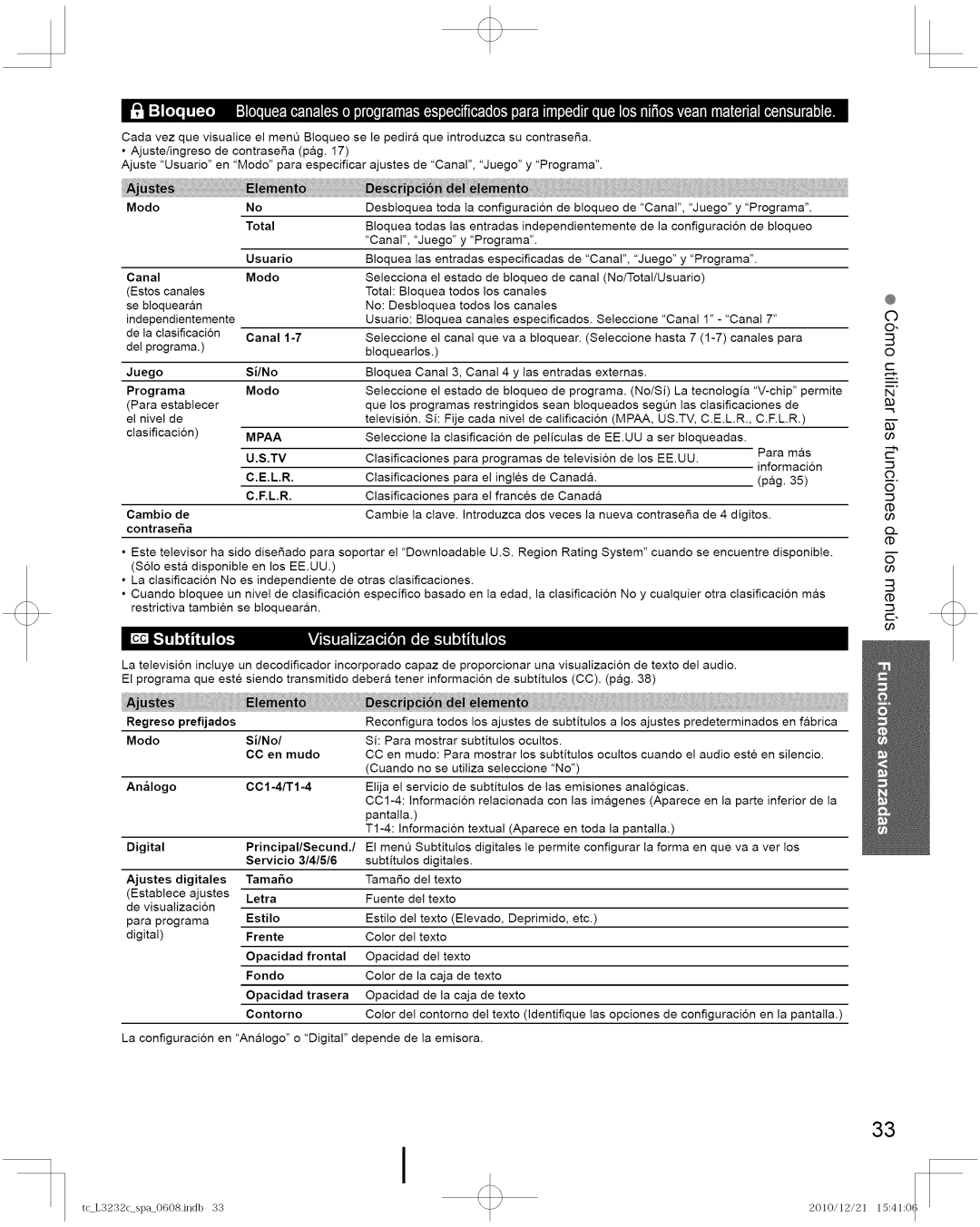 Panasonic TC-L3232C manual Ajuste/ingresodecontraseSap&g17 